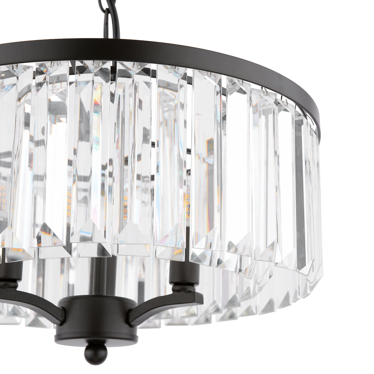 Laura Ashley Elkwood Lampadario a 3 Luci in Cristallo e Nero