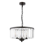 Laura Ashley Elkwood Lampadario a 3 Luci in Cristallo e Nero