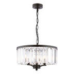Laura Ashley Elkwood Lampadario a 3 Luci in Cristallo e Nero
