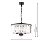 Laura Ashley Elkwood Lampadario a 3 Luci in Cristallo e Nero