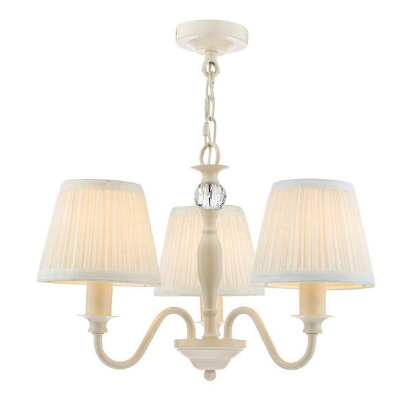 Lampadario Laura Ashley Ellis a 3 luci Crema con Paralumi Avorio
