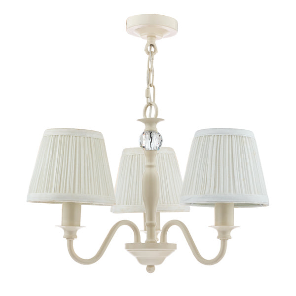 Lampadario Laura Ashley Ellis a 3 luci Crema con Paralumi Avorio