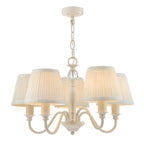 Lampadario Laura Ashley Ellis a 5 luci Crema con Paralumi Avorio