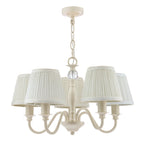 Lampadario Laura Ashley Ellis a 5 luci Crema con Paralumi Avorio