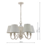 Lampadario Laura Ashley Ellis a 5 luci Crema con Paralumi Avorio