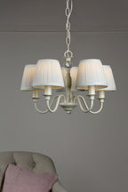Lampadario Laura Ashley Ellis a 5 luci Crema con Paralumi Avorio