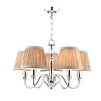 Laura Ashley Ellis Lampadario a 5 Luci Cromo Lucido con Paralumi Grigi