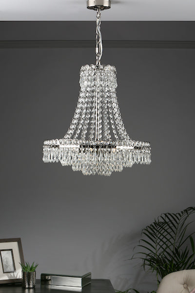Laura Ashley Enid Lampadario a 5 Luci in Nichel Lucido e Vetro Tagliato
