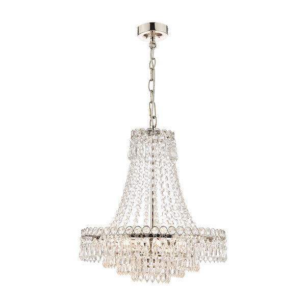 Laura Ashley Enid Lampadario a 5 Luci in Nichel Lucido e Vetro Tagliato