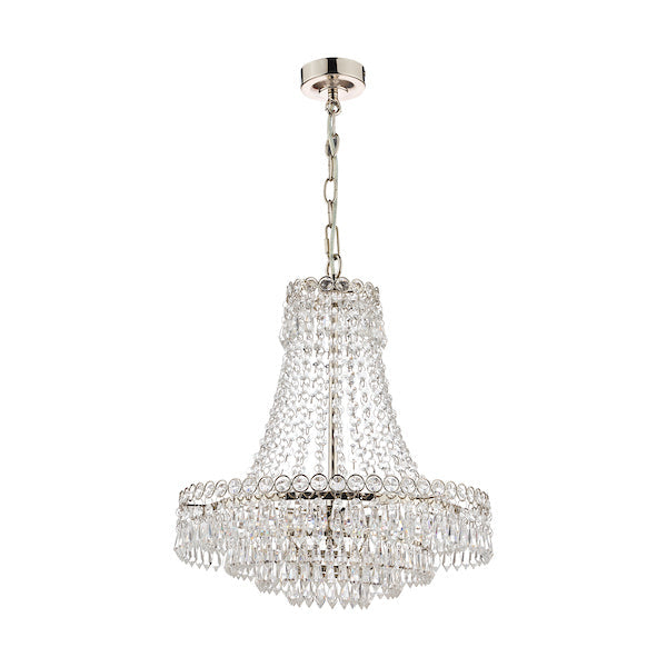 Laura Ashley Enid Lampadario a 5 Luci in Nichel Lucido e Vetro Tagliato