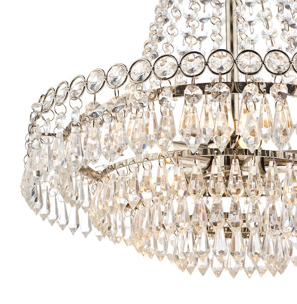 Laura Ashley Enid Lampadario a 5 Luci in Nichel Lucido e Vetro Tagliato