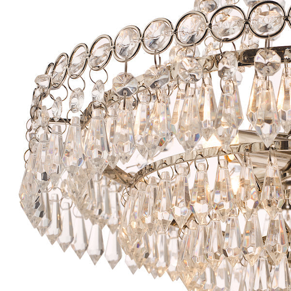 Laura Ashley Enid Lampadario a 5 Luci in Nichel Lucido e Vetro Tagliato