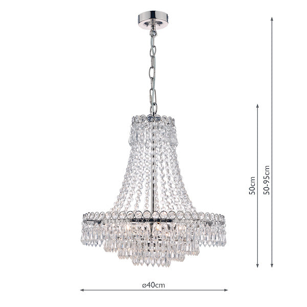Laura Ashley Enid Lampadario a 5 Luci in Nichel Lucido e Vetro Tagliato