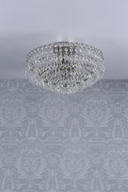 Laura Ashley Enid Semi Flush Soffitto Luce Nichel Lucido Cristallo