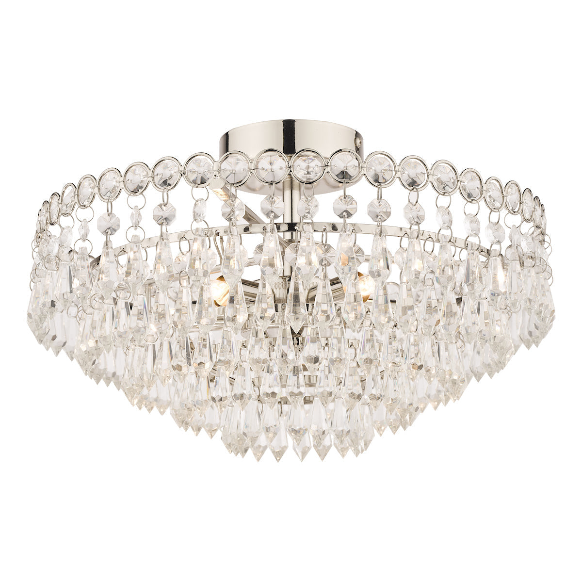 Laura Ashley Enid Semi Flush Soffitto Luce Nichel Lucido Cristallo