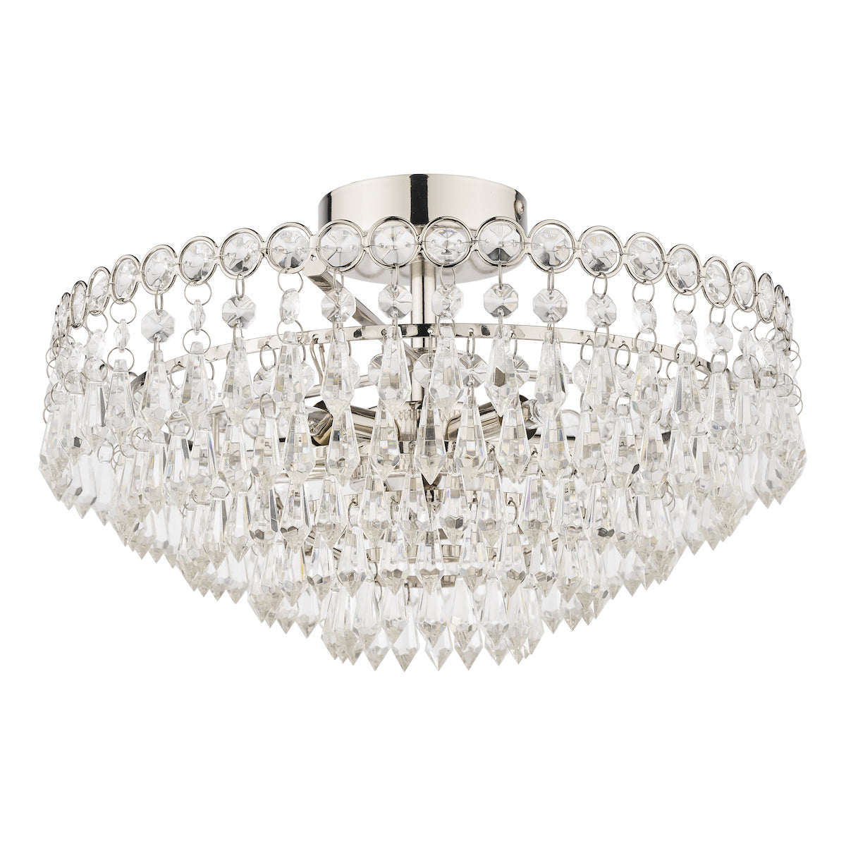 Laura Ashley Enid Semi Flush Soffitto Luce Nichel Lucido Cristallo