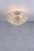 Laura Ashley Enid Semi Flush Soffitto Luce Nichel Lucido Cristallo