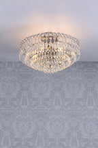 Laura Ashley Enid Semi Flush Soffitto Luce Nichel Lucido Cristallo