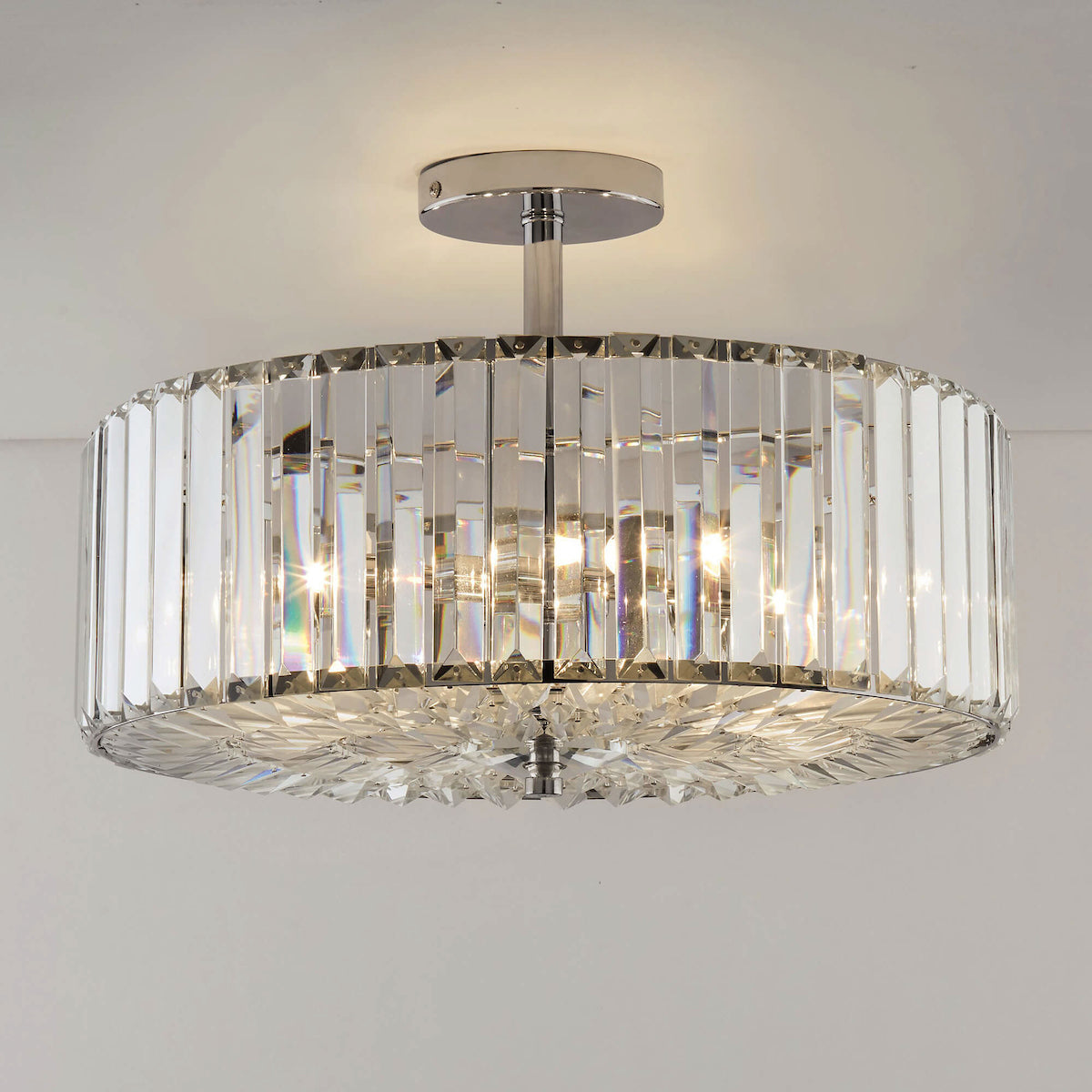 Laura Ashley Fernhurst 3 Luci Semi-Flush in Cristallo e Cromo Lucido