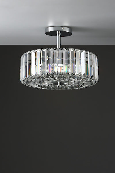 Laura Ashley Fernhurst 3 Luci Semi-Flush in Cristallo e Cromo Lucido