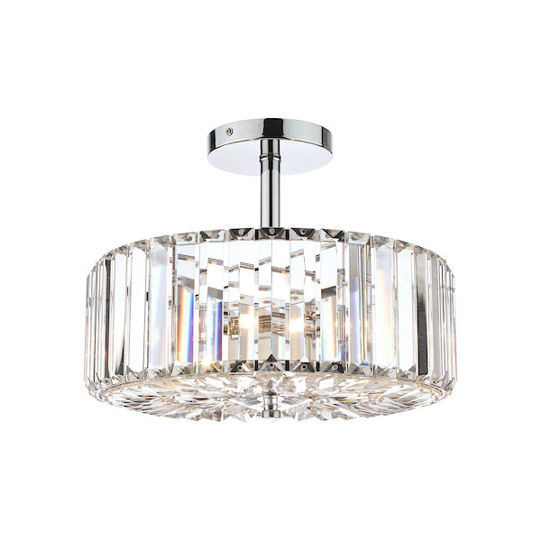 Laura Ashley Fernhurst 3 Luci Semi-Flush in Cristallo e Cromo Lucido