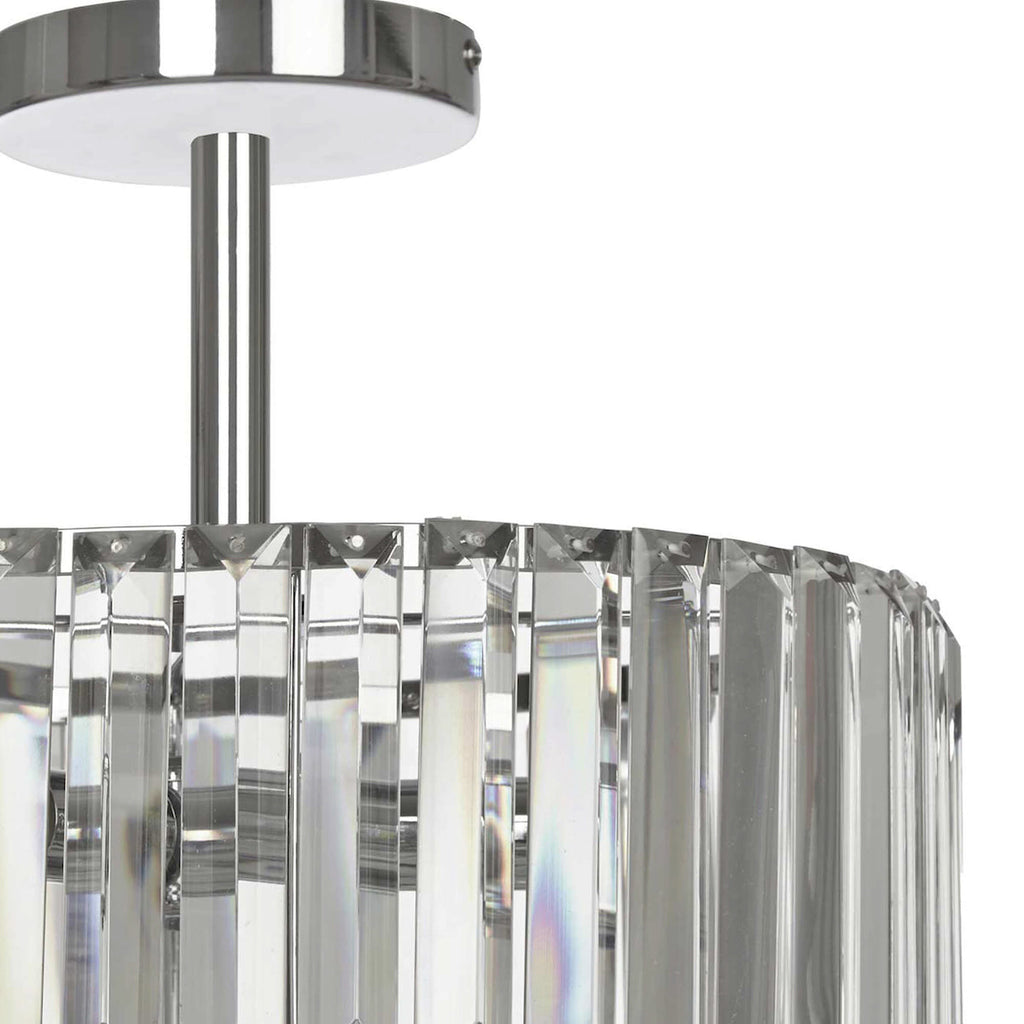 Laura Ashley Fernhurst 3 Luci Semi-Flush in Cristallo e Cromo Lucido