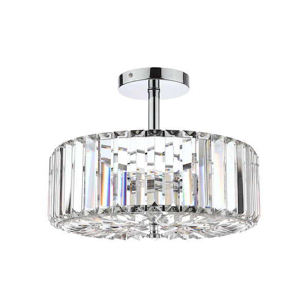 Laura Ashley Fernhurst 3 Luci Semi-Flush in Cristallo e Cromo Lucido