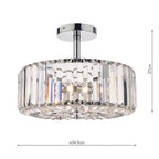 Laura Ashley Fernhurst 3 Luci Semi-Flush in Cristallo e Cromo Lucido