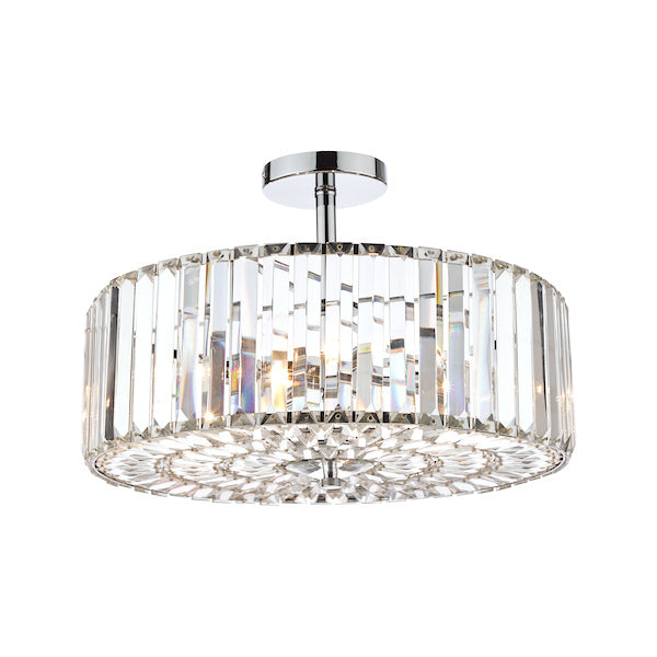 Laura Ashley Fernhurst 4 Luci Semi Flush Cristallo e Cromo Lucido