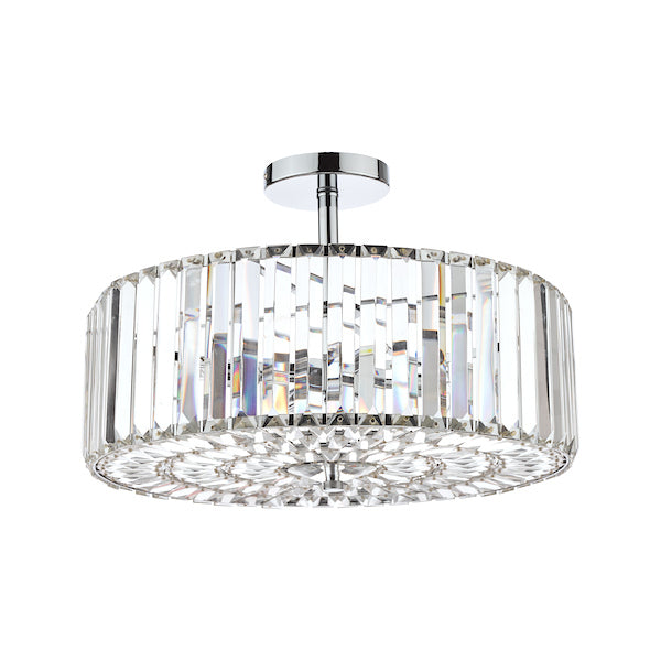 Laura Ashley Fernhurst 4 Luci Semi Flush Cristallo e Cromo Lucido