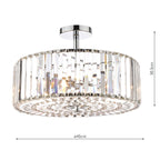 Laura Ashley Fernhurst 4 Luci Semi Flush Cristallo e Cromo Lucido