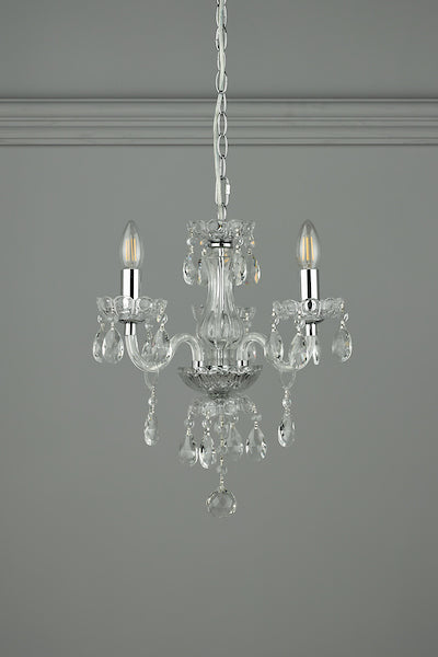Laura Ashley Harriet Lampadario a 3 Luci in Cristallo e Cromo Lucido
