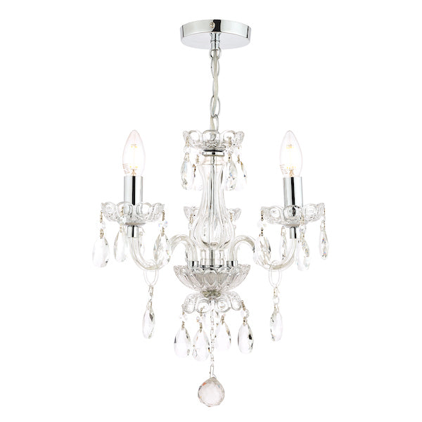 Laura Ashley Harriet Lampadario a 3 Luci in Cristallo e Cromo Lucido