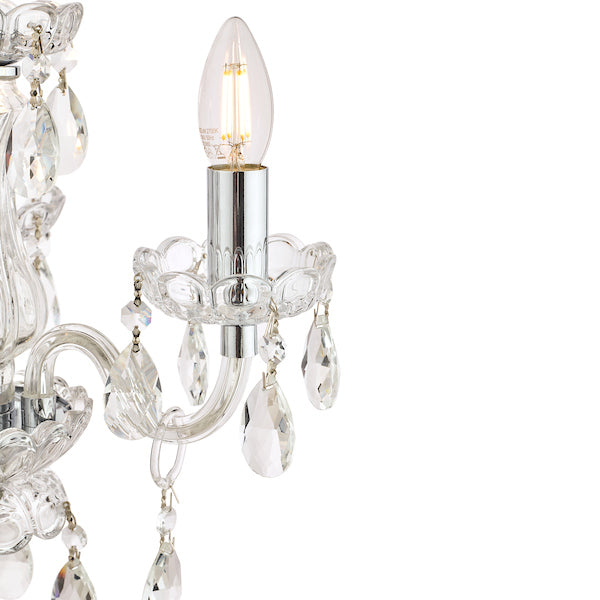 Laura Ashley Harriet Lampadario a 3 Luci in Cristallo e Cromo Lucido