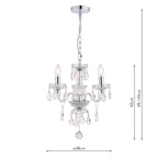Laura Ashley Harriet Lampadario a 3 Luci in Cristallo e Cromo Lucido
