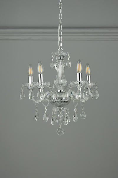 Laura Ashley Harriet Lampadario a 5 Luci in Cristallo e Cromo Lucido