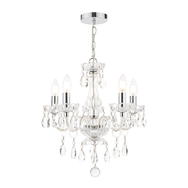 Laura Ashley Harriet Lampadario a 5 Luci in Cristallo e Cromo Lucido