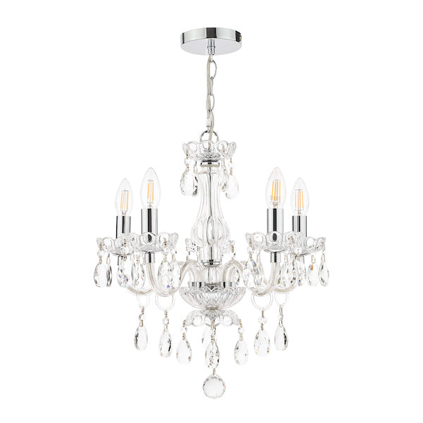 Laura Ashley Harriet Lampadario a 5 Luci in Cristallo e Cromo Lucido