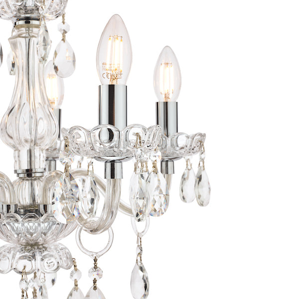 Laura Ashley Harriet Lampadario a 5 Luci in Cristallo e Cromo Lucido