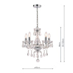 Laura Ashley Harriet Lampadario a 5 Luci in Cristallo e Cromo Lucido