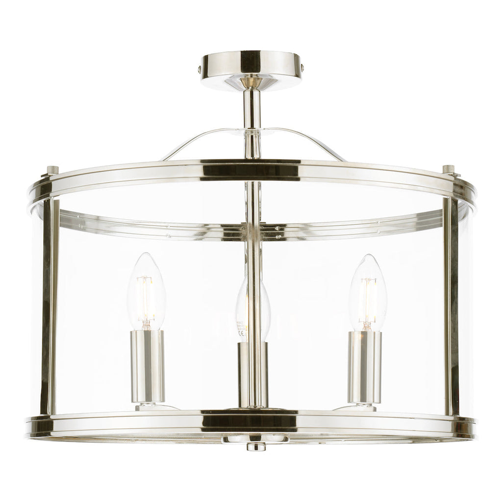 Laura Ashley Harrington 3 Luci Semi-Flush Nichel Lucido