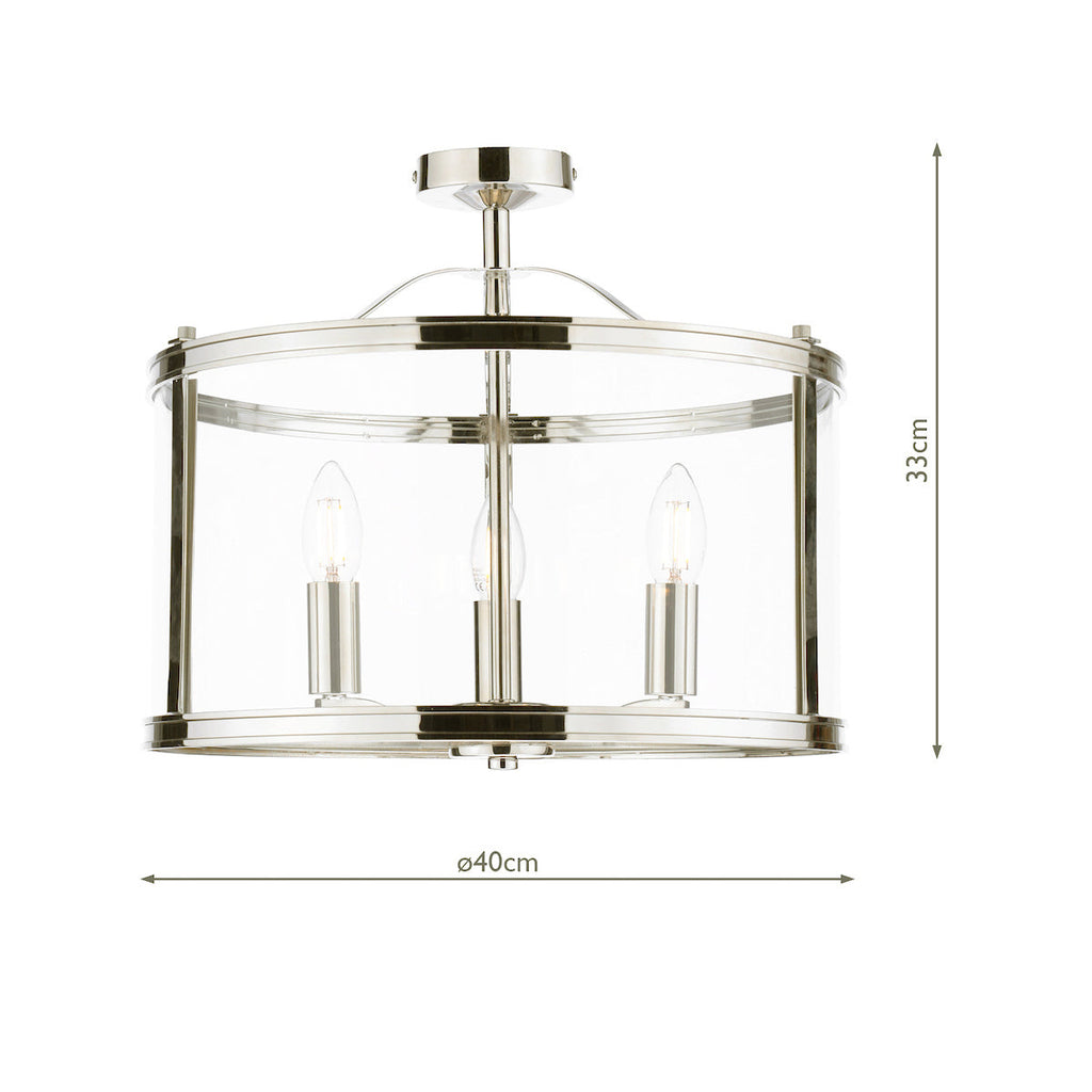 Laura Ashley Harrington 3 Luci Semi-Flush Nichel Lucido