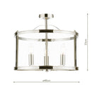 Laura Ashley Harrington 3 Luci Semi-Flush Nichel Lucido
