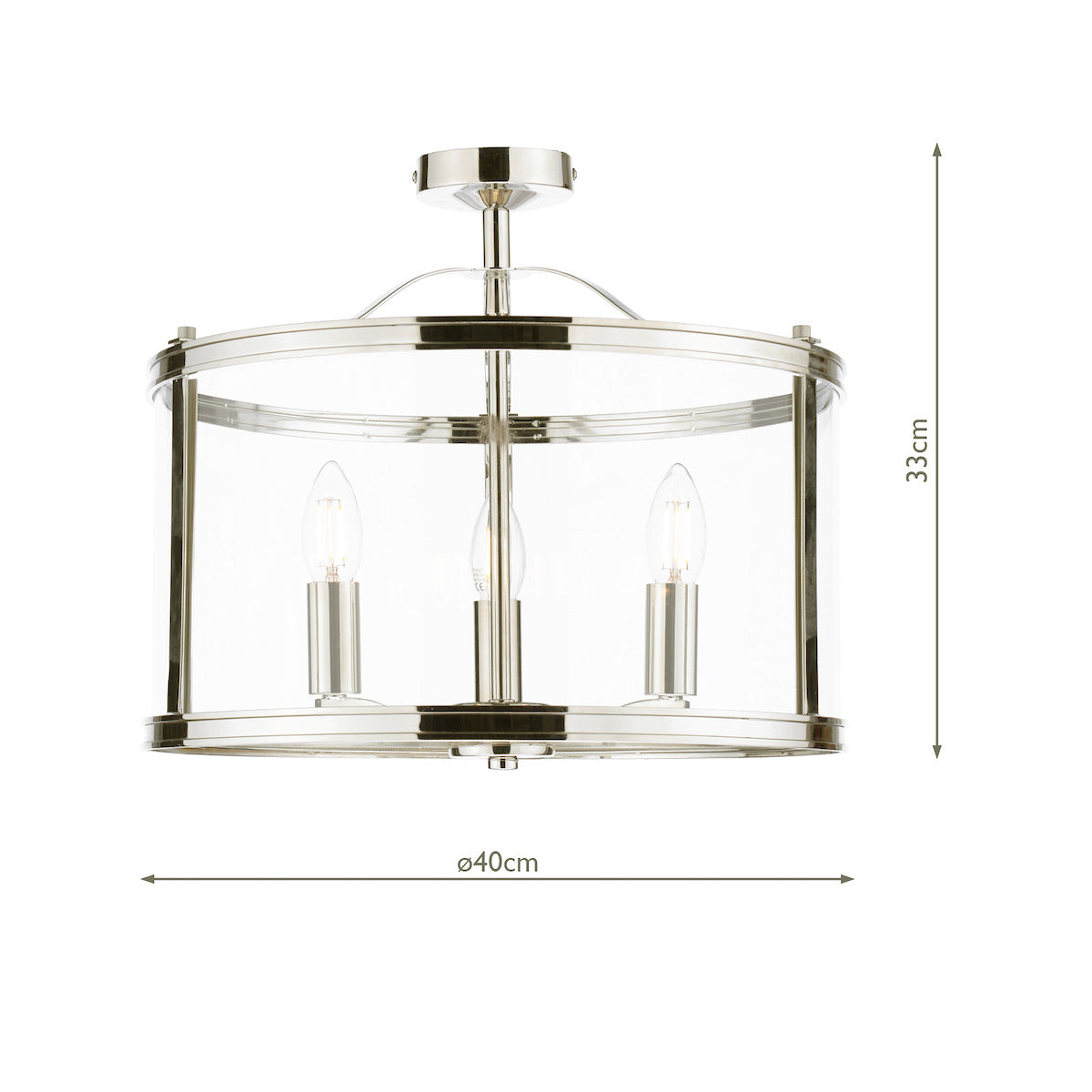 Laura Ashley Harrington 3 Luci Semi-Flush Nichel Lucido
