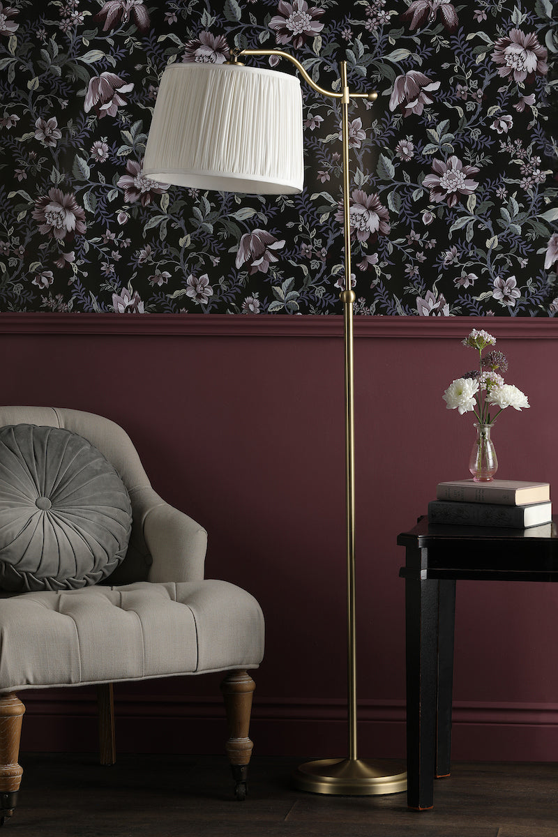 Lampada da Terra Laura Ashley Hemsley Ottone Antico e Paralume Avorio