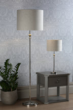 Lampada da terra Laura Ashley Highgrove in nichel lucido con paralume