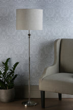 Lampada da terra Laura Ashley Highgrove in nichel lucido con paralume