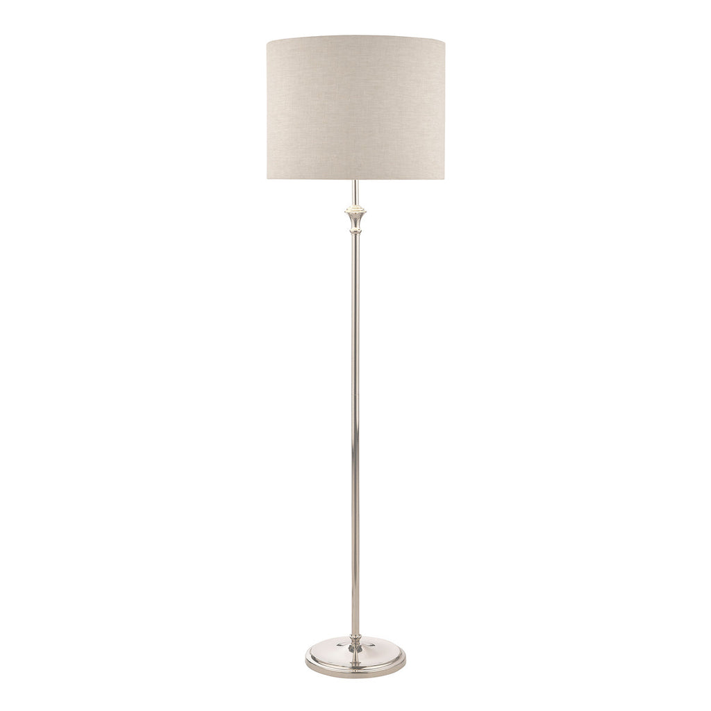 Lampada da terra Laura Ashley Highgrove in nichel lucido con paralume