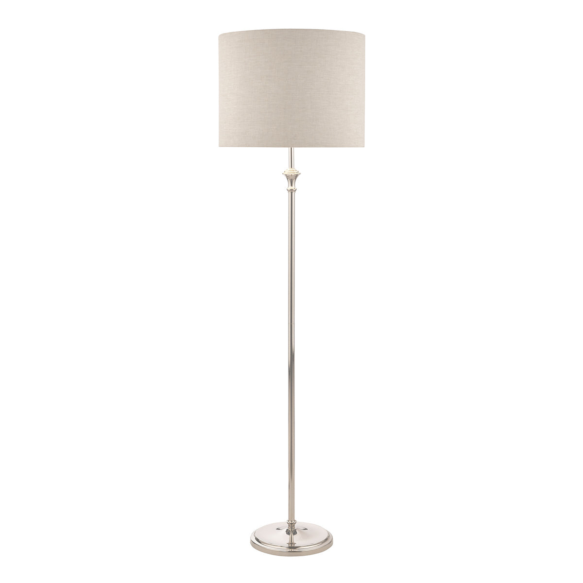 Lampada da terra Laura Ashley Highgrove in nichel lucido con paralume