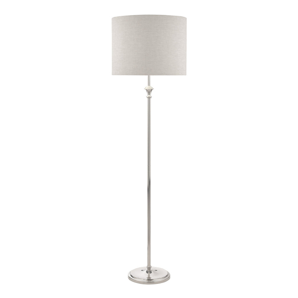 Lampada da terra Laura Ashley Highgrove in nichel lucido con paralume